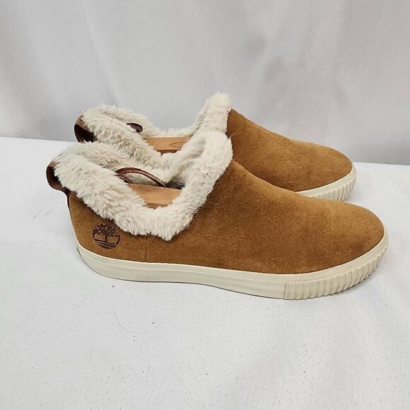 Timberland Skyla Bay Slip-On Faux Fur Lined - Women's Size 7 Cognac Sneakers Sho - Picture 3 of 8